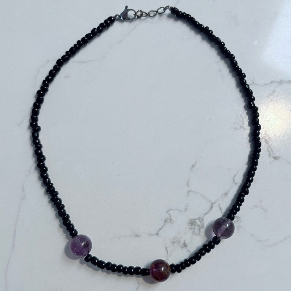 Beaded amethyst necklace